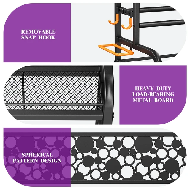 Alt view image 7 of 7 - 3-Tier Dumbbell Rack with Wheels, Weight Rack for Home Gym Storage
Stores dumbbells, kettlebells & yoga mats. Lockable wheels for mobility. Sturdy steel frame, easy 15-min assembly