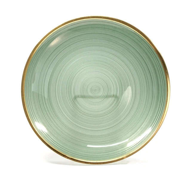 Alt view image 2 of 7 - 50 Plates Pack (25 Guests)-Wedding Party Disposable Plastic Plate Set -25 x 10'' Dinner + 25 x 7'' Salad & Dessert plates (Belize in Green & Gold)