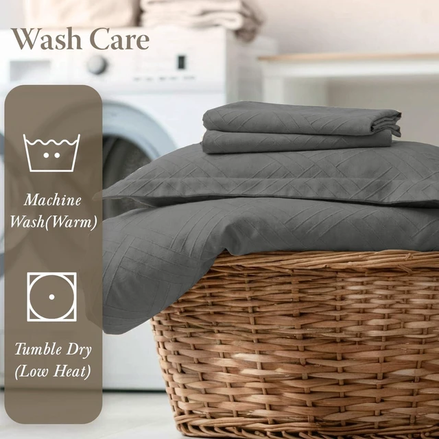 Alt view image 7 of 7 - Luxury 100% Cotton Full Bed-Sheets - 800 Thread Count Jacquard Celine Dark Grey, Better Than Egyptian Cotton,4 Pc Striped Bed Set, Damask Sheets with Elasticized Deep Pocket
