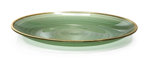 Alt view image 3 of 7 - 50 Plates Pack (25 Guests)-Wedding Party Disposable Plastic Plate Set -25 x 10'' Dinner + 25 x 7'' Salad & Dessert plates (Belize in Green & Gold)