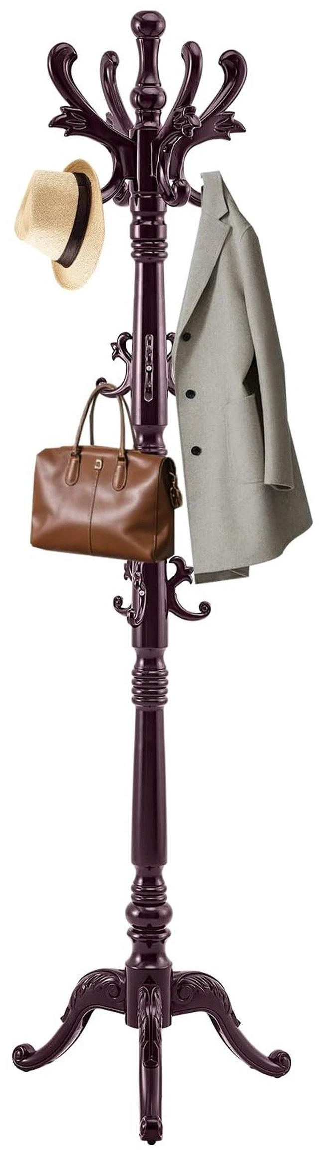 Main image of Coat Rack Vintage Solid Wood Coat Rack Freestanding with 14 Hooks
Classic Wooden Coat Rack Stand,Heavy Duty Coat Hanger Stand with Triangle Base,Clothes Hall Tree for Office,Entryway,Corner