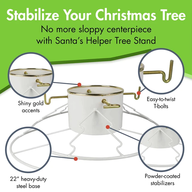 Alt view image 3 of 6 - Christmas Tree Stand for 6-11' Trees, White
Easy to Use Christmas Tree Stand for Live Trees, Anti-Rust Powder-Coated Steel, Durable and Sturdy, Large Water Capacity