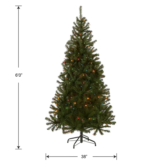 Alt view image 5 of 5 - 6ft Pre-Lit Aspen Spruce Artificial Christmas Tree
300 Multicolor Lights, 697 Tips, Includes Stand, Green