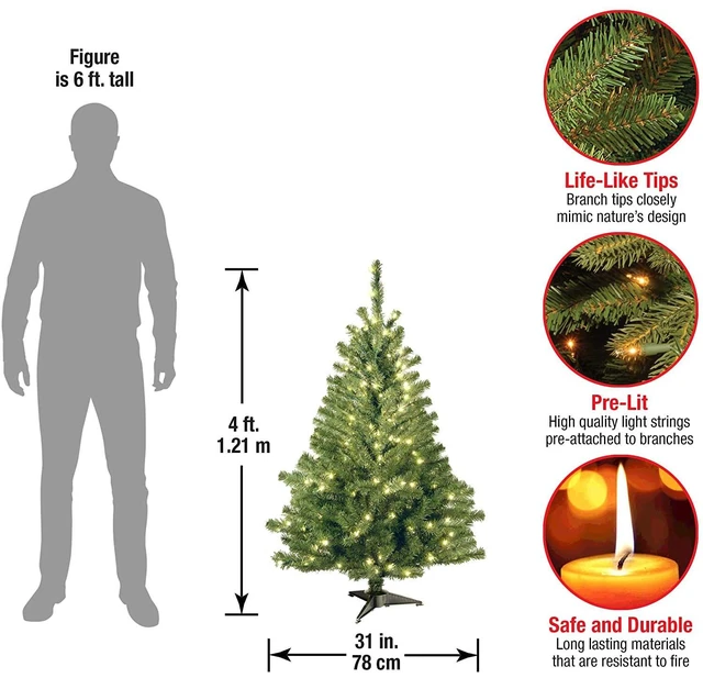 Alt view image 3 of 7 - 4ft Pre-Lit Kincaid Spruce Mini Christmas Tree