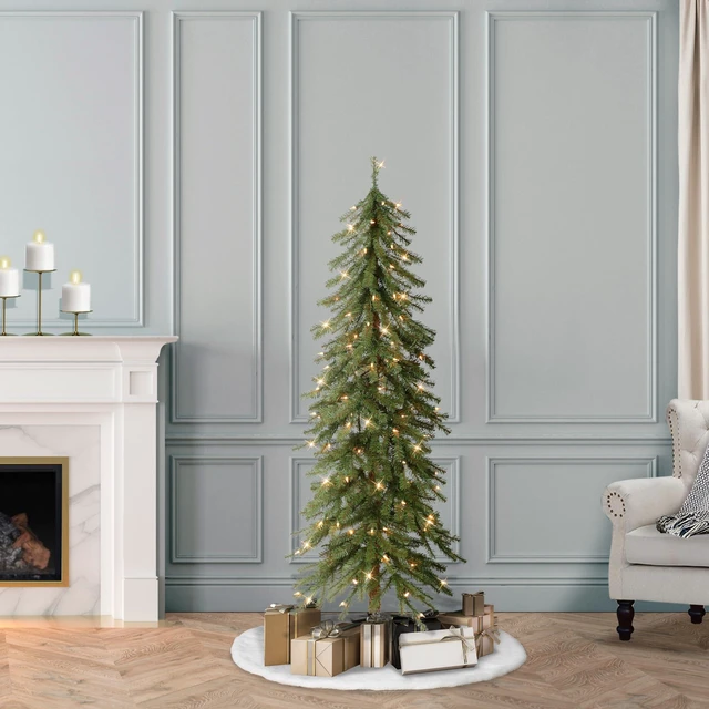 Alt view image 4 of 7 - International 5ft Pre-Lit Alpine Artificial Christmas Tree with 150 Clear Lights, 391 Realistic Dense Branch Tips, Easy Setup Artificial Trees with Sturdy Metal Stand