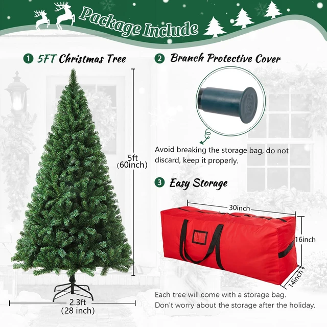 Alt view image 4 of 7 - 5ft Green Artificial Christmas Tree,Arbol de Navidad Small Fake Xmas Tree
Fake Christmas Tree with 600 Branch Tips,Premium Spruce Xmas Tree with Fold-Able Metal Base Stand,Home Office Party Decor