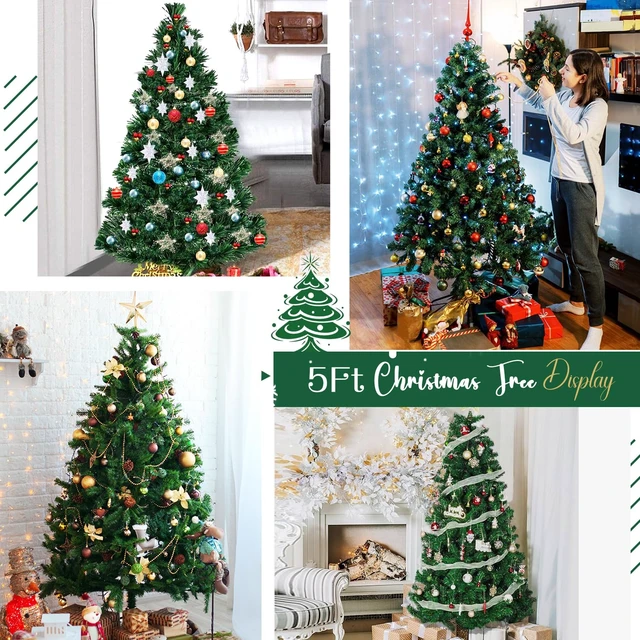 Alt view image 5 of 7 - 5ft Green Artificial Christmas Tree,Arbol de Navidad Small Fake Xmas Tree
Fake Christmas Tree with 600 Branch Tips,Premium Spruce Xmas Tree with Fold-Able Metal Base Stand,Home Office Party Decor