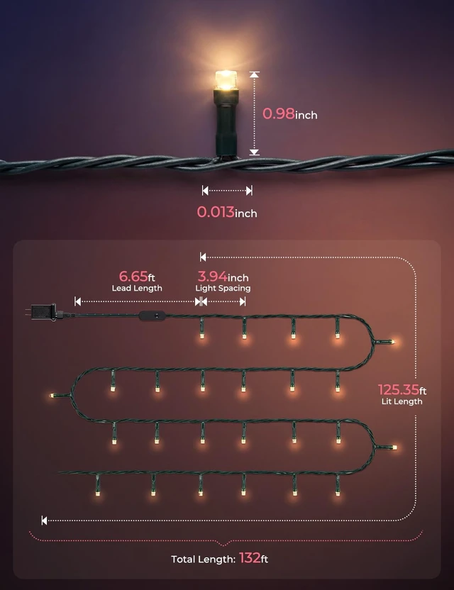 Alt view image 5 of 6 - 132ft 400LED Smart Color Changing Christmas Halloween Tree Lights
LED RGB Outdoor String Twinkle Lights, 16 Million Adjustable Colors Smart Fairy Lights with App & Timer for Xmas Tree Party