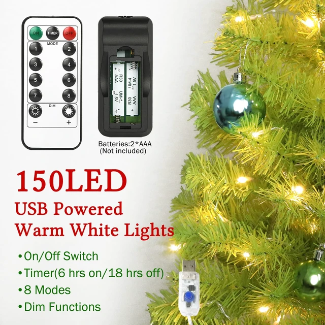 Alt view image 6 of 7 - 6ft Whimsical Artificial Christmas Tree with 150 LED Timer Lights, Lime Green Bendable Christmas Tree with Ball Ornaments & Metal Base Holiday Decor for Home, Office, Party, Easy Assembly
