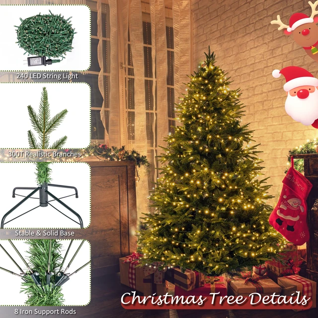 Alt view image 2 of 6 - 4ft Artificial Christmas Tree with 240 LED Lights (Not pre-lit)
Christmas Tree Full Tree with 300 Branch Tips & 11 Modes Light, RGB & Warm White Light, Foldable Stand for Home, Party Decor
