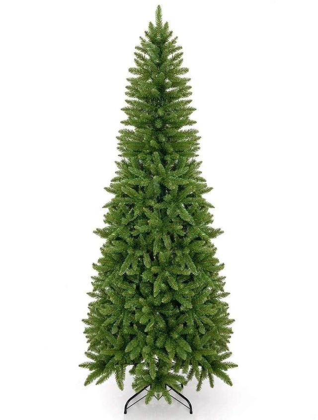 Main image of 7ft Artificial Pencil Slim Christmas Tree, Includes Metal Stand, Kingswood Fir, Easy Assembly with Hinge