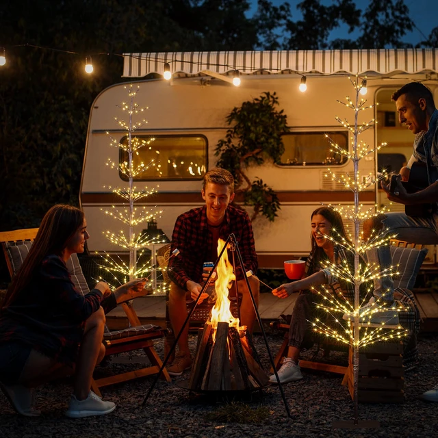 Alt view image 4 of 7 - 6FT 325L Lighted Starlit Tree, Warm White, for Home, Festival, Party, and Christmas Decoration, Indoor and Outdoor Use, Brown