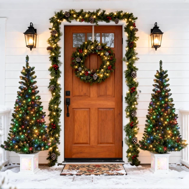 Alt view image 6 of 7 - 5FT Small Christmas Tree, Artificial Christmas Tree with 130 Colorful Lights & Lighting Base, Prelit Christmas Tree for Home & Office Xmas Decor with 10 Modes Lighting, Timer Operated Operated
