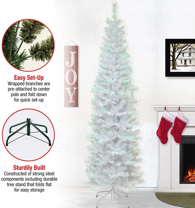 Alt view image 5 of 6 - 6ft Unlit Silver Tinsel Artificial Christmas Tree