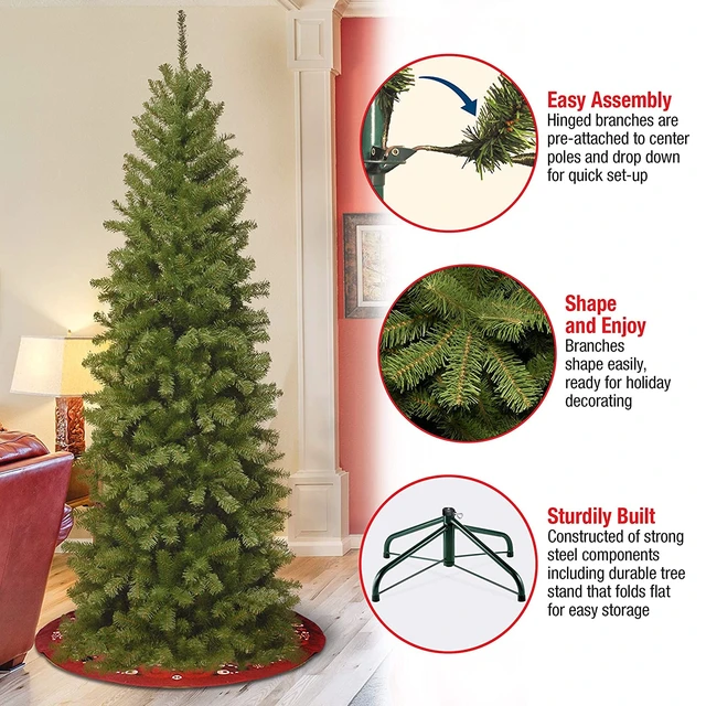 Alt view image 4 of 5 - 6.5ft Unlit North Valley Spruce Slim Christmas Tree