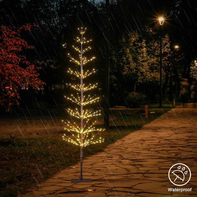 Alt view image 5 of 7 - 6FT 325L Lighted Starlit Tree, Warm White, for Home, Festival, Party, and Christmas Decoration, Indoor and Outdoor Use, Brown