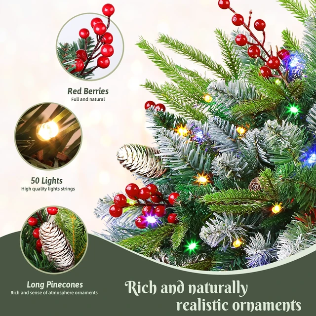 Alt view image 5 of 7 - 2 Set Prelit Artificial Christmas Urn Filler With Remote for Planter Decor
18 IN Outdoor Christmas Tree, 5 Timer Modes, 8 Lighting Modes, 50 Multi-Color Lights, Battery Operated for Xmas Decorations
