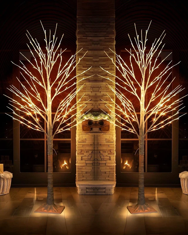 Main image of 2Pack Lighted Birch Tree, 6 FT Total 288LED Pre-lit Artificial Christmas Trees for Thanksgiving Christmas Decorations Indoor Home Bedroom Outdoor Festival Wedding Party, Warm White