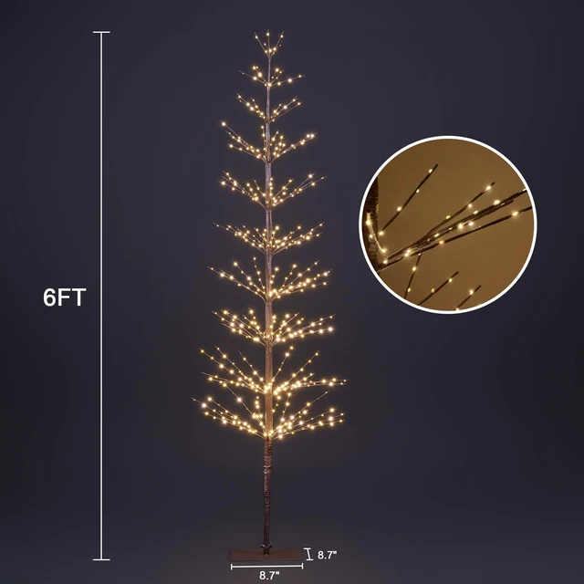 Alt view image 6 of 7 - 6FT 325L Lighted Starlit Tree, Warm White, for Home, Festival, Party, and Christmas Decoration, Indoor and Outdoor Use, Brown