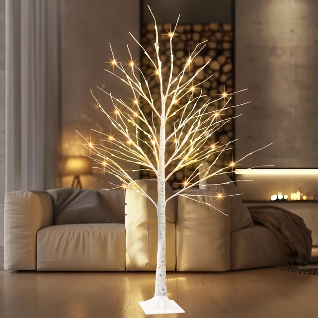 Alt view image 2 of 7 - 2Pack Lighted Birch Tree, 6 FT Total 288LED Pre-lit Artificial Christmas Trees for Thanksgiving Christmas Decorations Indoor Home Bedroom Outdoor Festival Wedding Party, Warm White