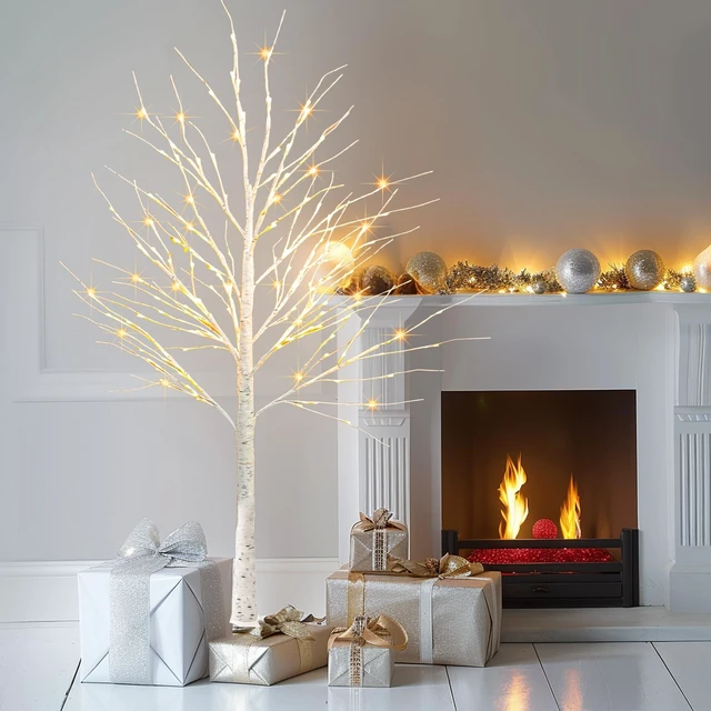 Alt view image 3 of 7 - 2Pack Lighted Birch Tree, 6 FT Total 288LED Pre-lit Artificial Christmas Trees for Thanksgiving Christmas Decorations Indoor Home Bedroom Outdoor Festival Wedding Party, Warm White