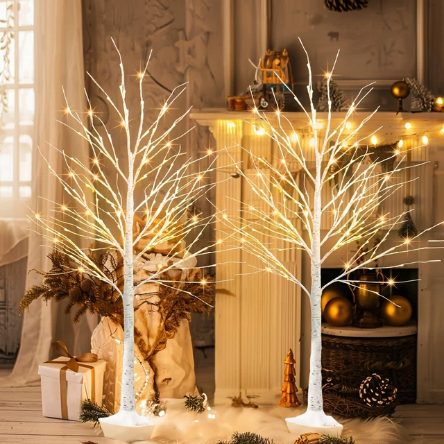 Alt view image 4 of 7 - 2Pack Lighted Birch Tree, 6 FT Total 288LED Pre-lit Artificial Christmas Trees for Thanksgiving Christmas Decorations Indoor Home Bedroom Outdoor Festival Wedding Party, Warm White