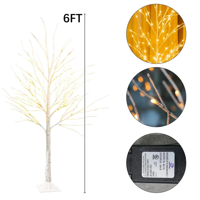 Alt view image 5 of 7 - 2Pack Lighted Birch Tree, 6 FT Total 288LED Pre-lit Artificial Christmas Trees for Thanksgiving Christmas Decorations Indoor Home Bedroom Outdoor Festival Wedding Party, Warm White