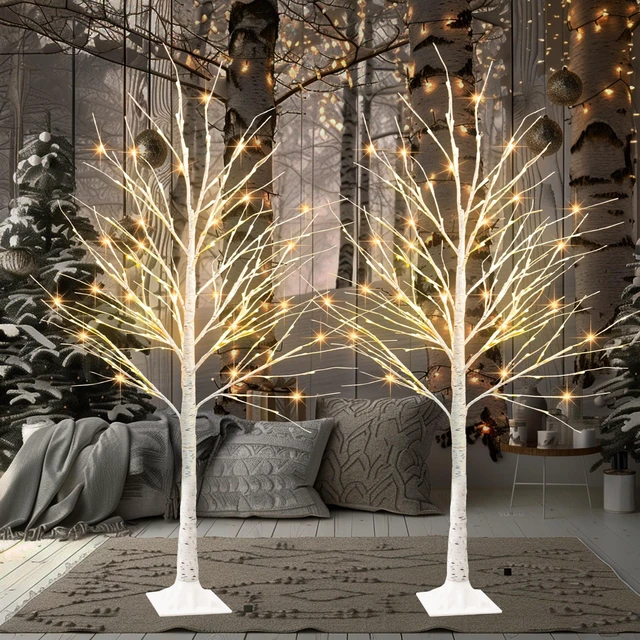 Alt view image 7 of 7 - 2Pack Lighted Birch Tree, 6 FT Total 288LED Pre-lit Artificial Christmas Trees for Thanksgiving Christmas Decorations Indoor Home Bedroom Outdoor Festival Wedding Party, Warm White