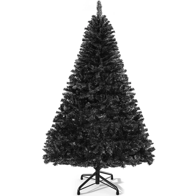 Alt view image 7 of 7 - 7.5ft Black Artificial Christmas Tree Halloween Spruce
Hinged Christmas Tree for Home, Office, Party Decoration w/ 1258 Branch Tips and Metal Hinges & Foldable Base