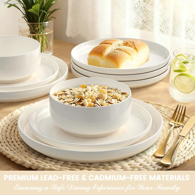 Alt view image 5 of 7 - Dinnerware Set for 4, 12 Pieces Plates and Bowls Set