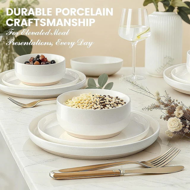 Alt view image 6 of 7 - Dinnerware Set for 4, 12 Pieces Plates and Bowls Set