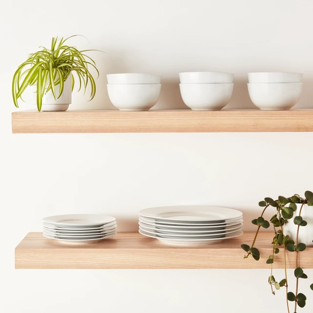 Alt view image 3 of 6 - Porcelain Dinnerware Set, Microwave and Dishwasher Safe, Service for 6, 18-Piece, Plates, Bowls, White