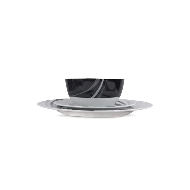 Alt view image 5 of 5 - 18-Piece Complete Kitchen Dinnerware Set, Microwave and Dishwasher Safe, Plates, Dishes, Bowls, Swirl, Heat Resistant, Service for 6, Everyday Use