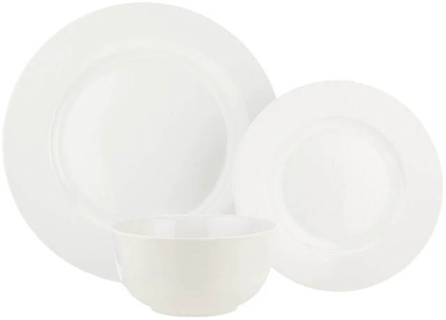 Alt view image 5 of 6 - Porcelain Dinnerware Set, Microwave and Dishwasher Safe, Service for 6, 18-Piece, Plates, Bowls, White