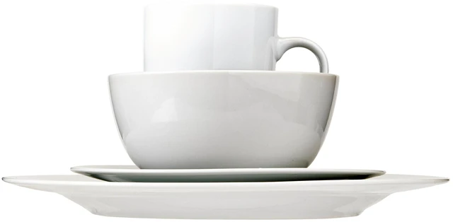 Alt view image 6 of 6 - 16-Piece Porcelain Dinnerware Set, Microwave and Dishwasher Safe, Service for 4, Plates, Bowls and Mugs, White