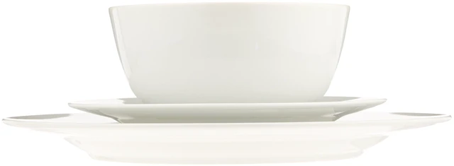 Alt view image 6 of 6 - Porcelain Dinnerware Set, Microwave and Dishwasher Safe, Service for 6, 18-Piece, Plates, Bowls, White