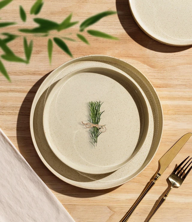 Alt view image 2 of 7 - Ceramic Dinnerware Set for 4, 12-Piece Plates and Bowls Set
Lightweight Porcelain Dish Set, Scratch Resistant, Oven & Microwave & Dishwasher Safe, Cappuccino