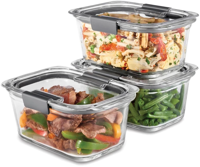Main image of Brilliance Glass Storage 4.7-Cup Food Containers with Lids Set of 3 Clear