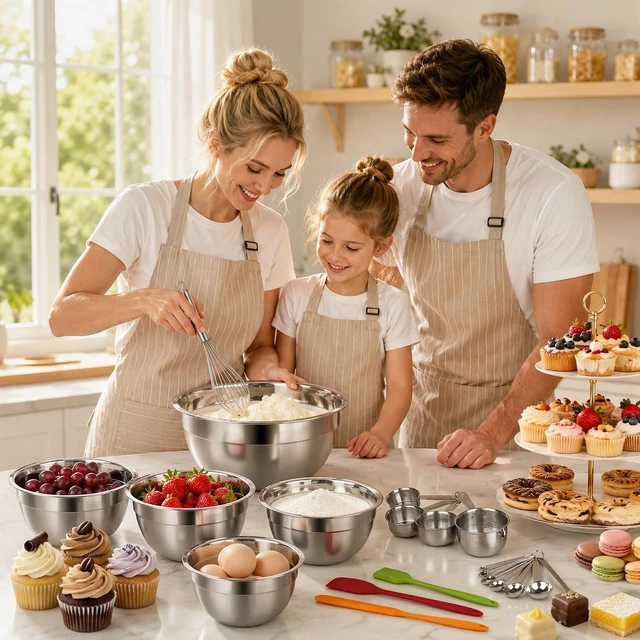Alt view image 4 of 7 - Mixing Bowls with Lid Set, 25PCS Kitchen Utensils Metal Bowl Stainless Steel Nesting Bowls, Measuring Cups and Spoons, Egg Whisk for Baking Prepping Cooking Serving Supplies