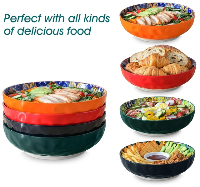 Alt view image 6 of 7 - Large Serving Bowls,78 Oz Salad Bowls Set of 2, Red
Bohemian Decorative Bowls for Salad, Fruit, Pasta and Dinner, Serving Dishes Set for Party, Dishwasher & Microwave Safe