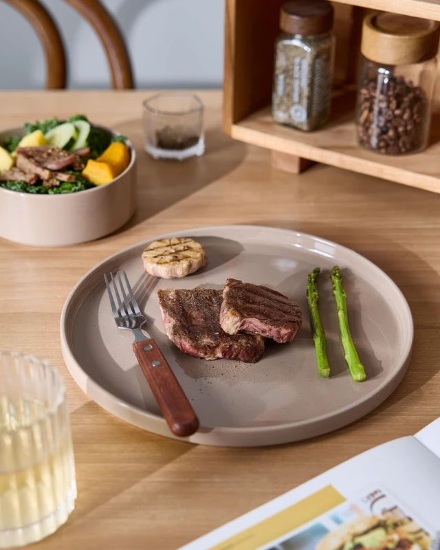 Alt view image 7 of 7 - Nebula Plates and Bowls, 12-Piece Dinnerware Set, Cinnamon Brown
Stoneware Dish Set for 4, Dishwasher and Microwave Safe, Chip and Scratch Resistant