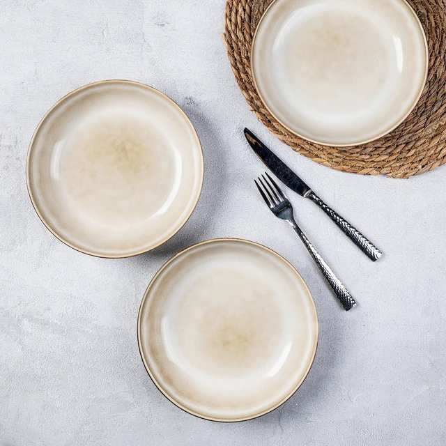 Alt view image 2 of 7 - 8.5 Ceramic Pasta Bowls Set of 6, 36oz Large Stoneware Bowls Set
Large Dinner Serving Bowls Set, Wide Bowl Plate for Pasta,Salad, Soup, Microwave Safe, Reactive Glaze-Cappuccino