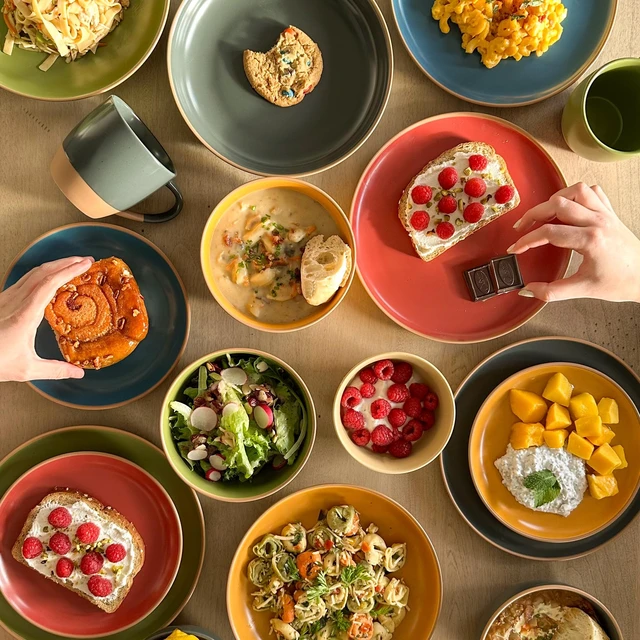 Alt view image 7 of 7 - Ceramic Artisan Matte Large Pasta Bowls 30oz, Set of 4 - Serving, Salad, Dinner, etc Kitchen Plate/Wide Bowl - Microwave, Oven, Dishwasher Safe - Modern Porcelain Stoneware Dishes, Safari Colors
