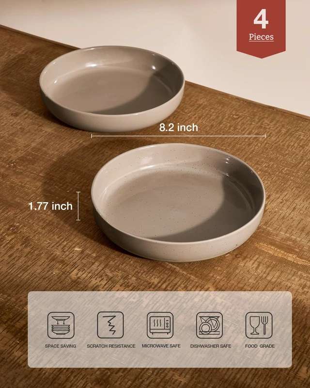 Alt view image 2 of 6 - Milkyway 33 oz Pasta Bowls Set of 4, Cinnamon Brown
Scratch-Resistant Stoneware Salad Bowls, Stackable, Dishwasher & Microwave Safe, Lead-Free