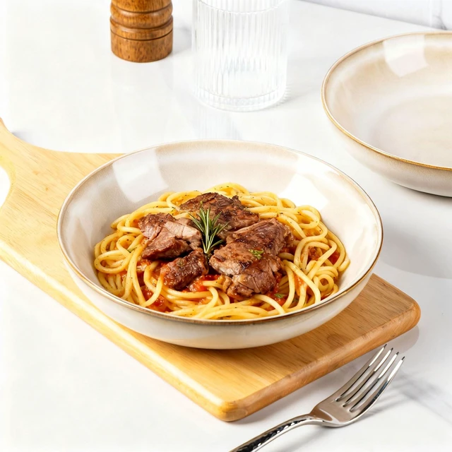 Alt view image 4 of 7 - 8.5 Ceramic Pasta Bowls Set of 6, 36oz Large Stoneware Bowls Set
Large Dinner Serving Bowls Set, Wide Bowl Plate for Pasta,Salad, Soup, Microwave Safe, Reactive Glaze-Cappuccino