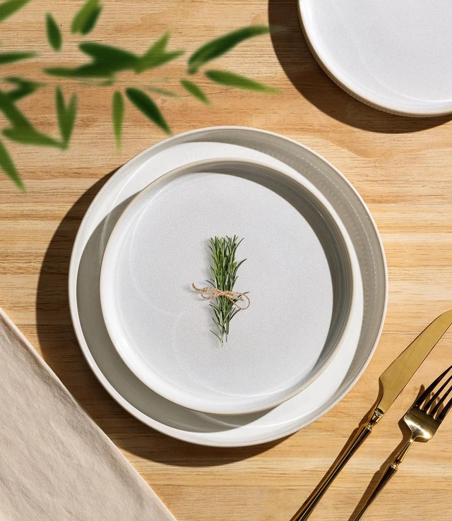 Alt view image 2 of 7 - Ceramic Dinnerware Set for 4, 12-Piece Plates and Bowls Set
Lightweight Porcelain Dish Set, Scratch Resistant, Oven & Microwave & Dishwasher Safe, Reactive White