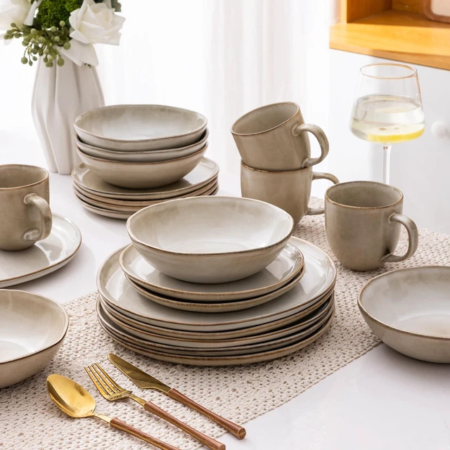 Alt view image 7 of 7 - 8.5 Ceramic Pasta Bowls Set of 6, 36oz Large Stoneware Bowls Set
Large Dinner Serving Bowls Set, Wide Bowl Plate for Pasta,Salad, Soup, Microwave Safe, Reactive Glaze-Cappuccino