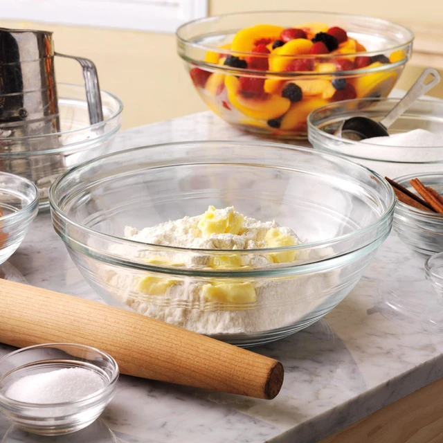 Alt view image 2 of 2 - Made In France Lys Stackable 9-Piece Glass Bowl Set,Clear