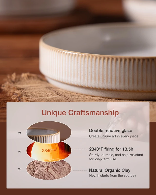 Alt view image 4 of 7 - Star 7.5" Pasta Bowls Set of 4, Plate Bowls, Cappuccino White
Double Reactive Glaze, Microwave & Dishwasher Safe, Lead-free and Cadmium-free, Stoneware Scratch Resistant, Kitchen Bowls