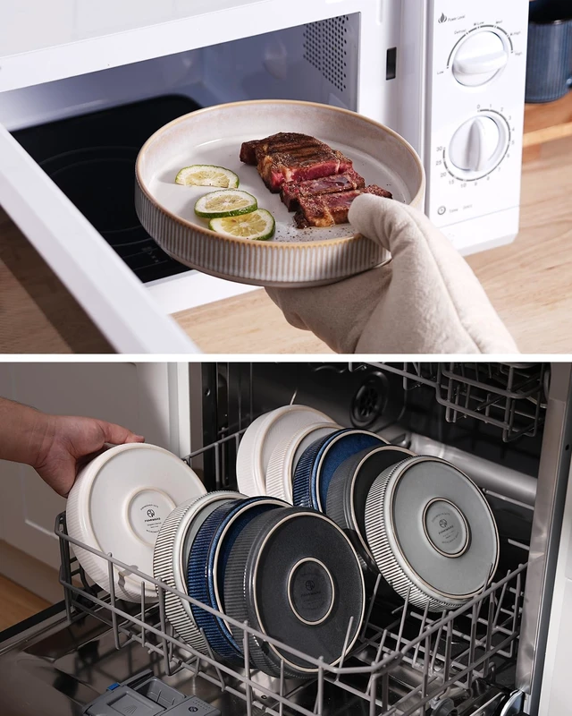 Alt view image 5 of 7 - Star 7.5" Pasta Bowls Set of 4, Plate Bowls, Cappuccino White
Double Reactive Glaze, Microwave & Dishwasher Safe, Lead-free and Cadmium-free, Stoneware Scratch Resistant, Kitchen Bowls